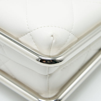 Chanel Quilted Clutch Lambskin White
