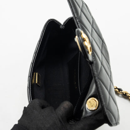 Chanel 24b Giant Chain Flap Shoulder Bag Lambskin Black  (Microchip)