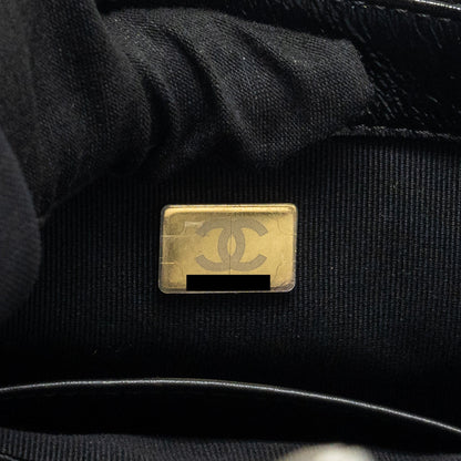 Chanel 24b Giant Chain Flap Shoulder Bag Lambskin Black  (Microchip)