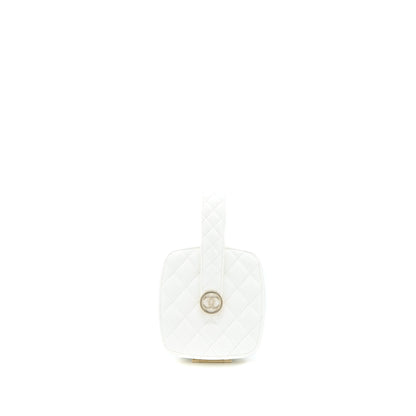Chanel Quilted Clutch Bag Lambskin White L