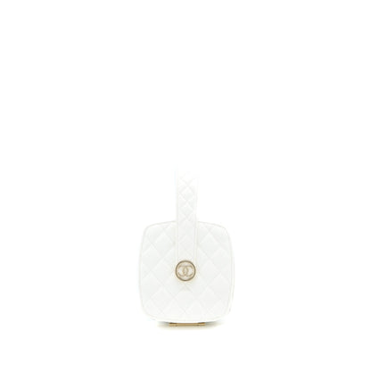 Chanel Quilted Clutch Bag Lambskin White L