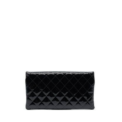 Chanel Fold Over Clutch Patent Leather Black