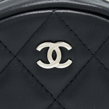 Chanel Round Clutch With Chain Lambskin Black