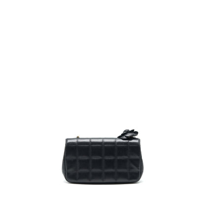 Chanel Camellia Mini Flap shoulder Bag Lambskin black