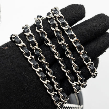 Chanel round sip clutch with chain caviar black