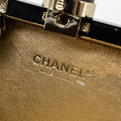 Chanel 17A Perfume Bottle Clutch Evening Bag Black / Bronze L