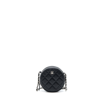 Chanel Round Clutch With Chain Lambskin Black