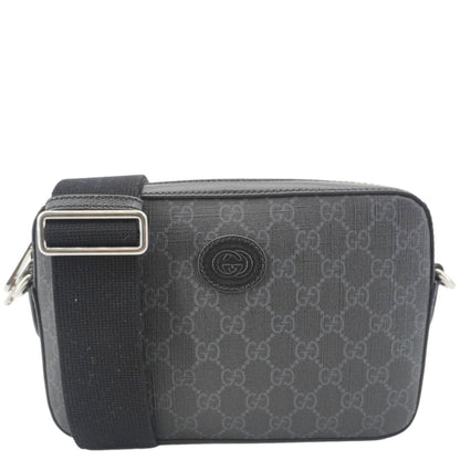 GUCCI Azalea Retro Interlocking G Supreme Canvas Shoulder Bag Black 703468