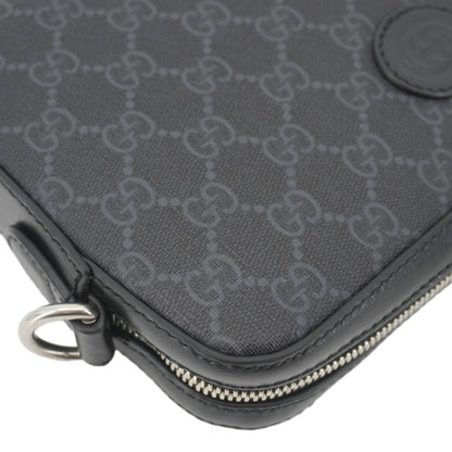 GUCCI Azalea Retro Interlocking G Supreme Canvas Shoulder Bag Black 703468
