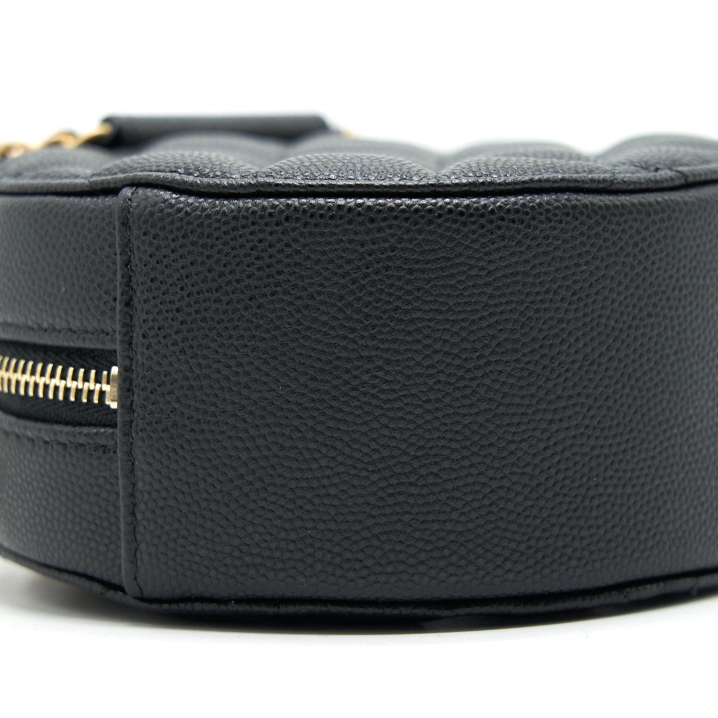 Chanel Top Handle Caviar Round Clutch with Chain Black