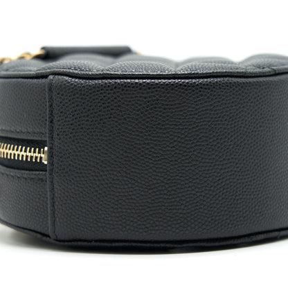 Chanel Top Handle Caviar Round Clutch with Chain Black