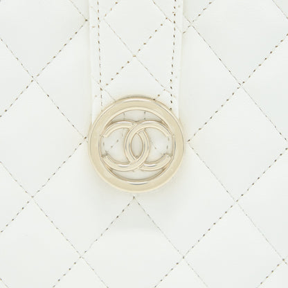 Chanel Quilted Clutch Bag Lambskin White L