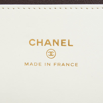 Chanel Quilted Clutch Bag Lambskin White L