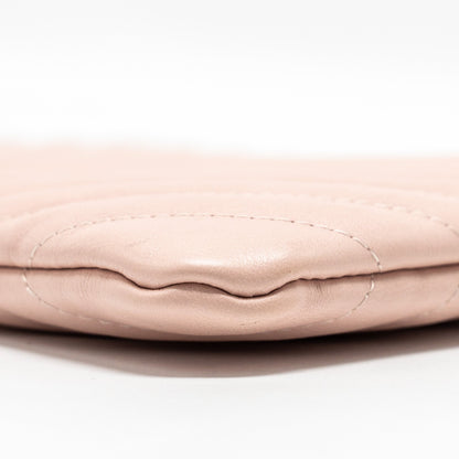 Chanel Chevron Zip Clutch calfskin light pink