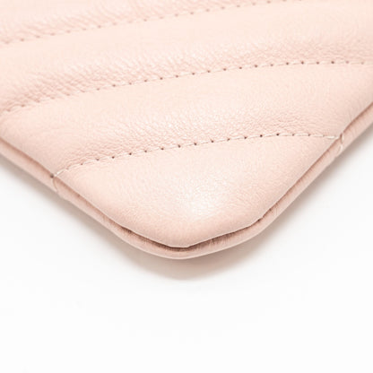 Chanel Chevron Zip Clutch calfskin light pink