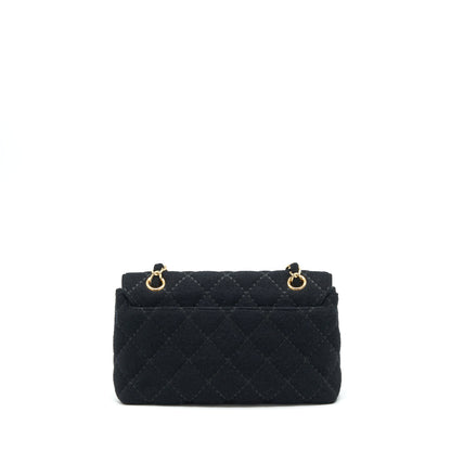 Chanel Vintage Shoulder Bag fabric Black  With An Extra Bag Charm