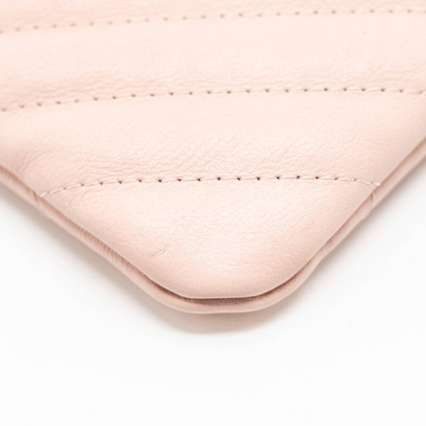 Chanel Chevron Zip Clutch calfskin light pink
