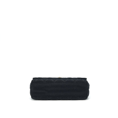 Chanel Vintage Shoulder Bag fabric Black  With An Extra Bag Charm