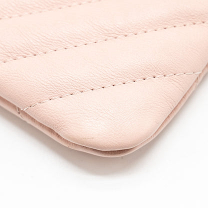 Chanel Chevron Zip Clutch calfskin light pink