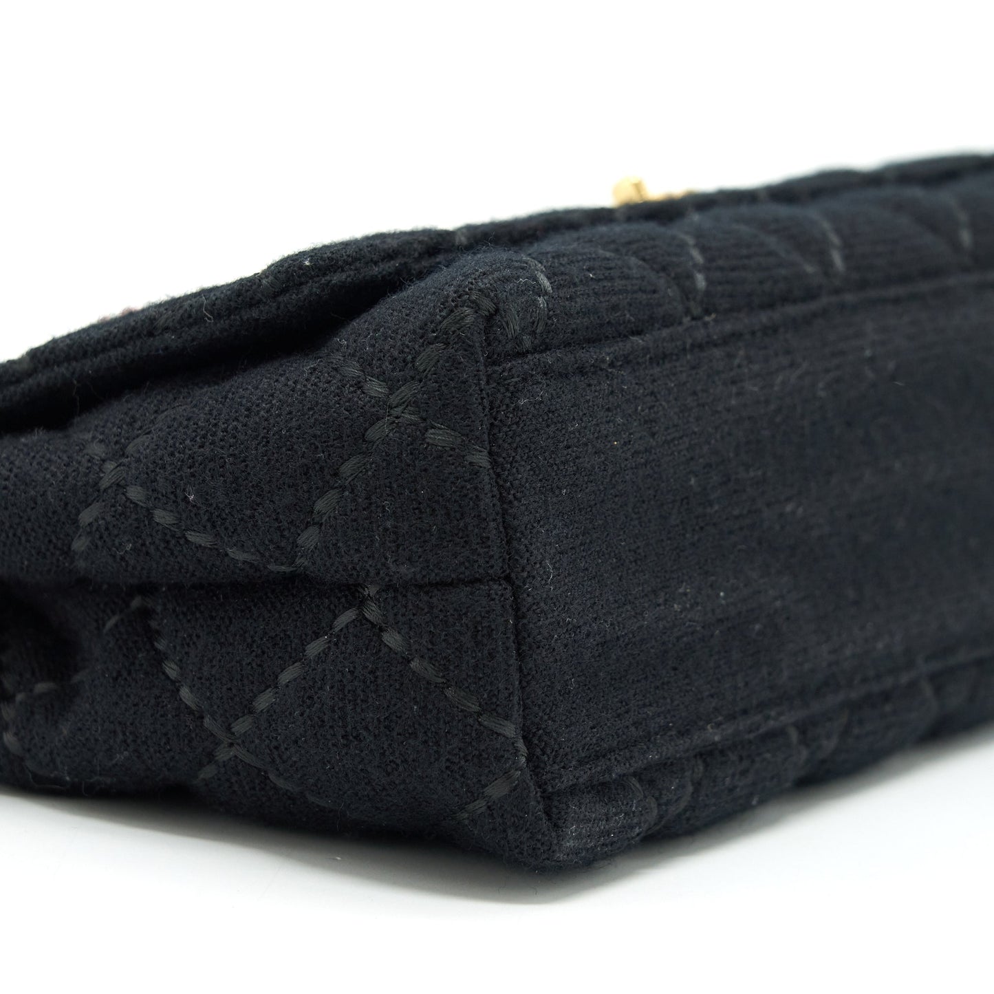 Chanel Vintage Shoulder Bag fabric Black  With An Extra Bag Charm