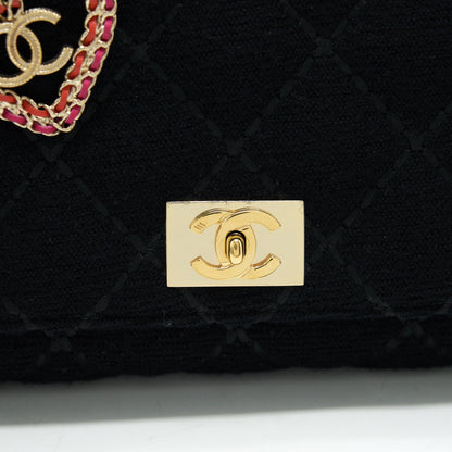 Chanel Vintage Shoulder Bag fabric Black  With An Extra Bag Charm
