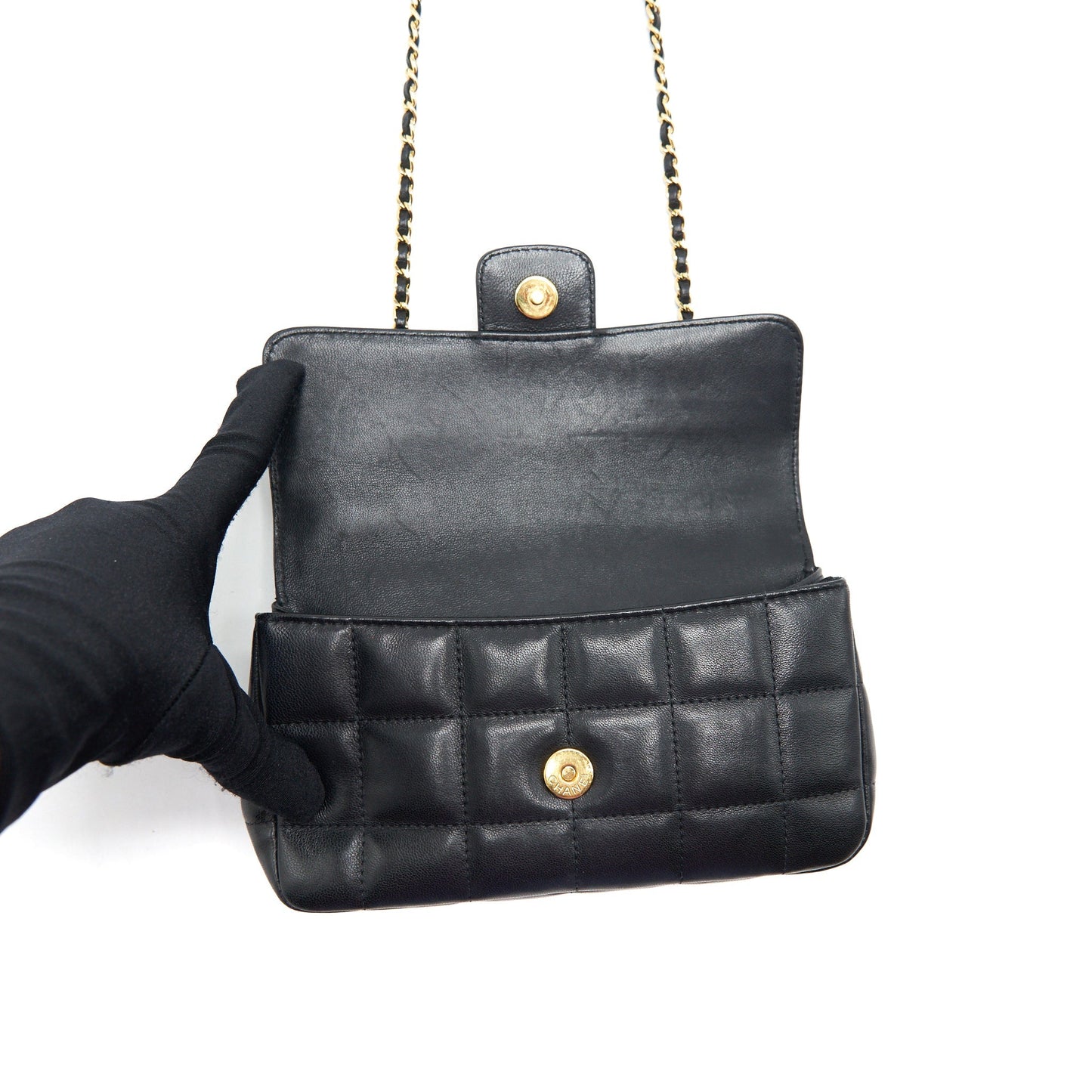 Chanel Camellia Mini Flap shoulder Bag Lambskin black