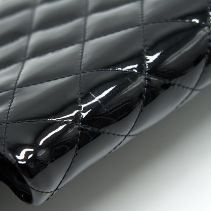 Chanel Fold Over Clutch Patent Leather Black