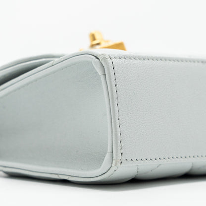 CHANEL CC Enamel Heart Mini Flap Clutch With Chain Lambskin Light Grey