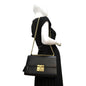 GUCCI Padlock Leather Shoulder Bag Black 409486