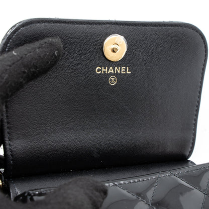 Chanel 22K Mini Clutch With Chain Patent Black  (Microchip)