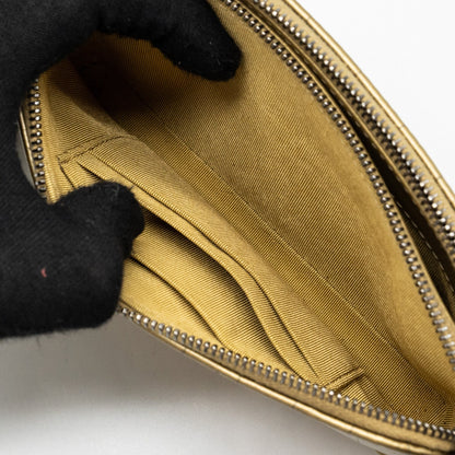 Chanel Gabrielle Double Zip Clutch On Chain Crocodile-Embossed Calfskin Gold Multicolour Hardware