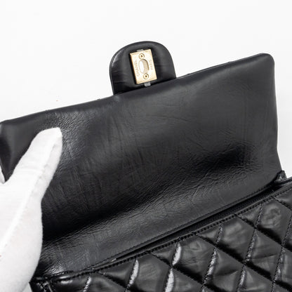 Chanel 23A classic flap clutch shiny calfskin black L (microchip)