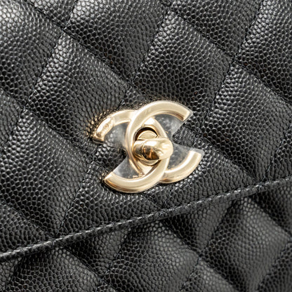 Chanel Coco Handle Clutch with Chain Caviar Black L (Microchip)