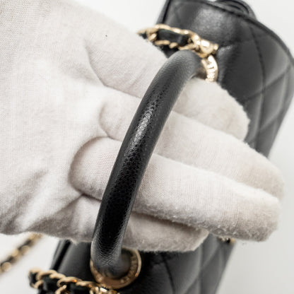 Chanel Coco Handle Clutch with Chain Caviar Black L (Microchip)