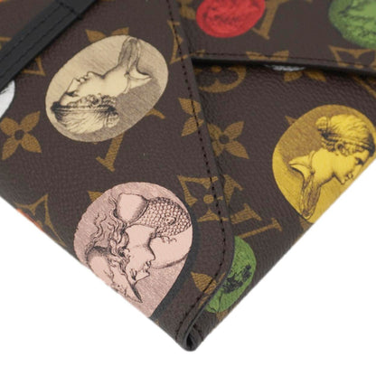 LOUIS VUITTON Monogram Fornasetti Clutch Pencil Pouch Brown