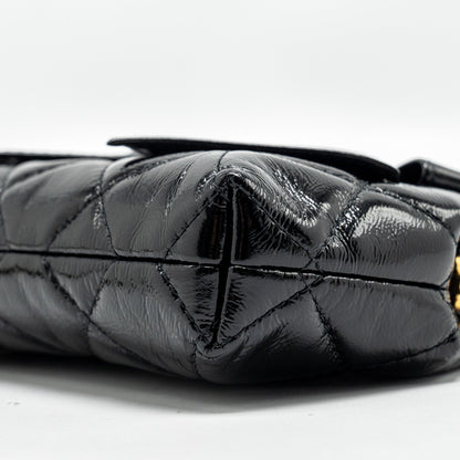 Chanel 24A Bowknot Clutch With Chain patent Crumpled Lambskin/Shiny Lambskin Black  (microchip)