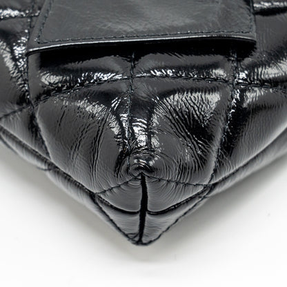 Chanel 24A Bowknot Clutch With Chain patent Crumpled Lambskin/Shiny Lambskin Black  (microchip)