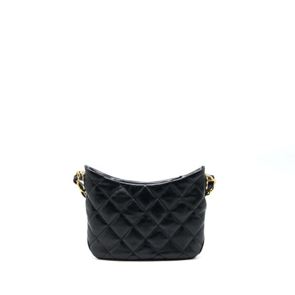 Chanel 22K Hobo Shoulder Bag Lambskin Black  (Microchip)