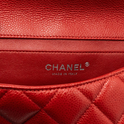 Chanel Timeless Flap Clutch With Chain Caviar Red