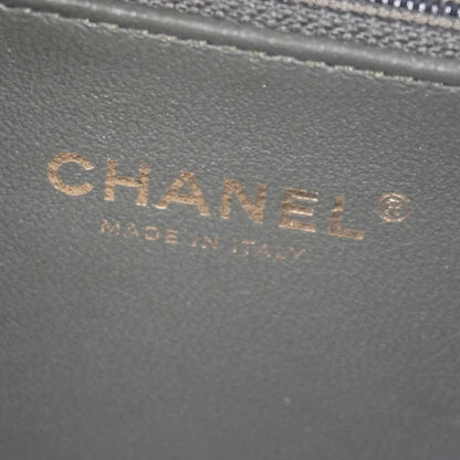CHANEL Vanity Case Filigree CC Iridescent Quilted Caviar Leather Shoulder Bag Green
