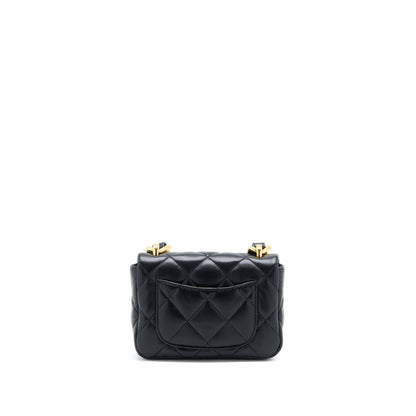 Chanel 22S Giant Chain Flap Shoulder Bag Lambskin Black  (Microchip)