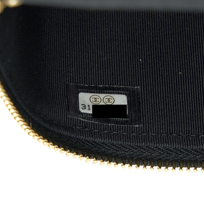 Chanel Small Vanity Clutch With Chain CC Pearl Caviar Black L