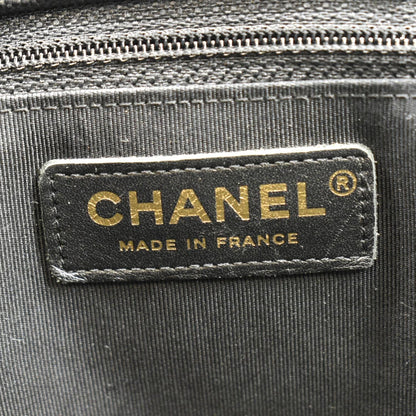 CHANEL Large CC Quilted Leather Tote Shoulder Bag Black