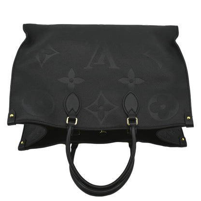 LOUIS VUITTON Onthego GM Monogram Empreinte Leather Tote Shoulder Bag Black