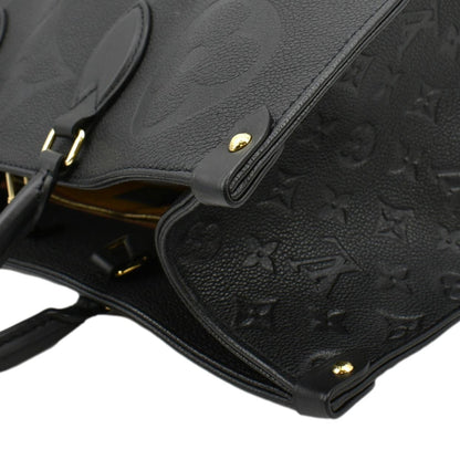 LOUIS VUITTON Onthego GM Monogram Empreinte Leather Tote Shoulder Bag Black