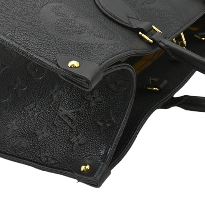 LOUIS VUITTON Onthego GM Monogram Empreinte Leather Tote Shoulder Bag Black