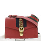 GUCCI Sylvie Small Web Leather Shoulder Bag Red