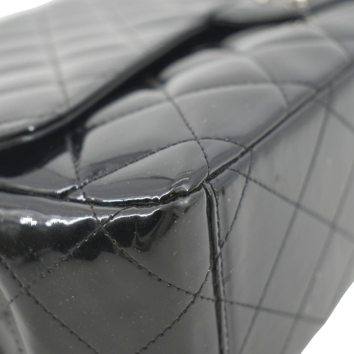 CHANEL Classic Maxi Single Flap Patent Leather Shoulder Bag Black