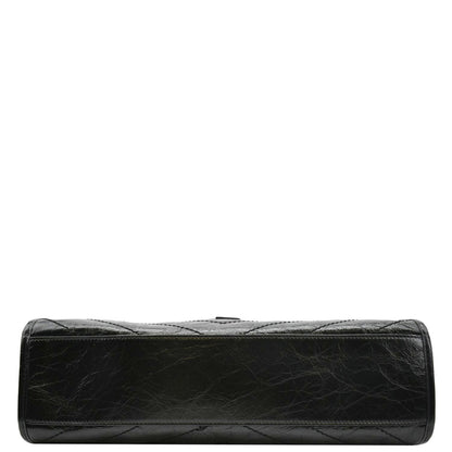 YVES SAINT LAURENT Niki Medium Crinkle  Leather Shoulder Bag Black