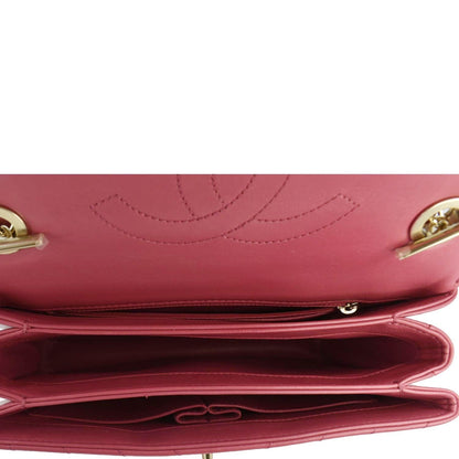 CHANEL Trendy CC Top Handle Flap Quilted Leather Shoulder Bag Hot Pink